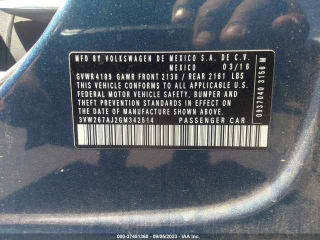 3VW267AJ2GM342514 Volkswagen Jetta Sedan 1.4t S