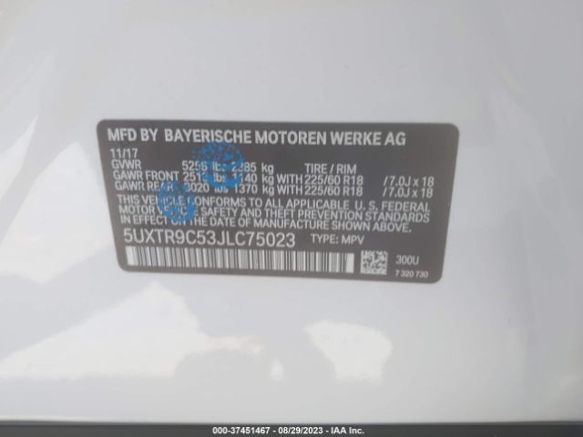 5UXTR9C53JLC75023 BMW X3 Xdrive30i