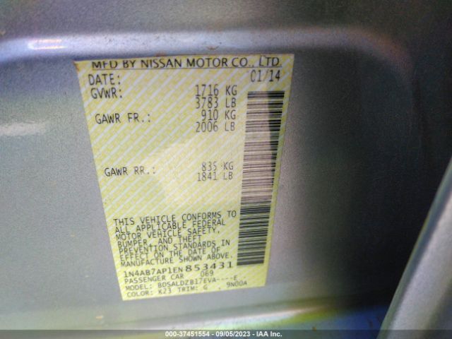 1N4AB7AP1EN853431 Nissan Sentra S/fe+ S/sv/fe+ Sv/sr/sl