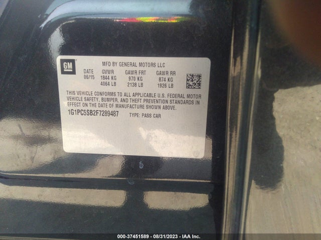 Chevrolet CRUZE LT 2015 1G1PC5SB2F7289487 Image 9