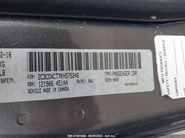 2C3CDXCT7KH575246 Dodge Charger R/t Rwd