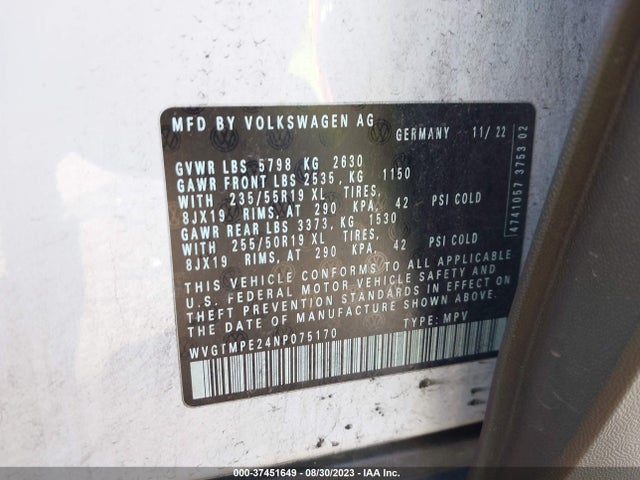 WVGTMPE24NP075170 Volkswagen ID.4 PRO S