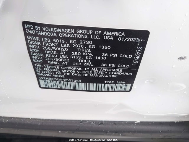 1V2HR2CAXPC527060 Volkswagen Atlas 3.6l V6 Se W/technology