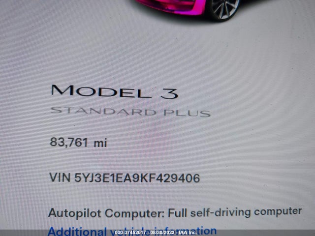 2019 Tesla 3, VIN: 5YJ3E1EA9KF429406