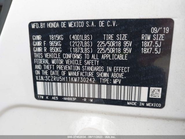 3CZRU5H11KM730242 Honda HR-V SPORT