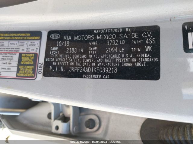 3KPF24AD1KE039218 KIA Forte Lxs