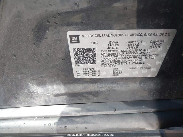Chevrolet TRAX LS 2020 3GNCJKSB7LL204426 Image 9