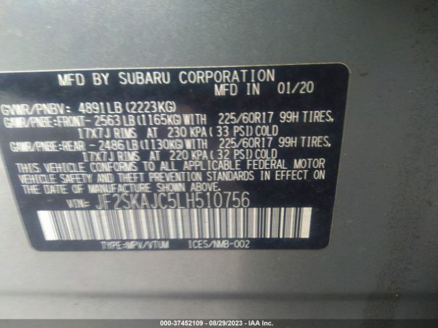 JF2SKAJC5LH510756 Subaru Forester Premium