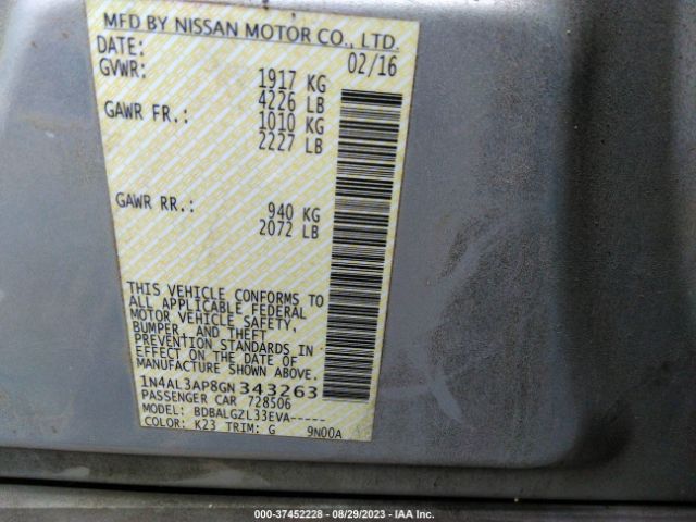 1N4AL3AP8GN343263 Nissan ALTIMA 2.5