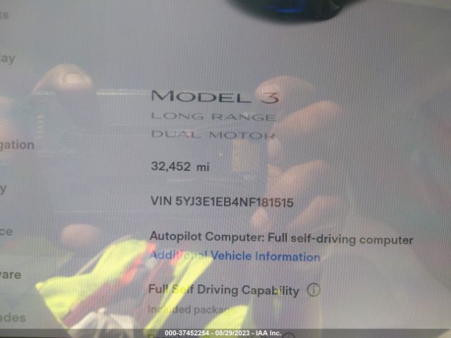 5YJ3E1EB4NF181515 Tesla Model 3 Long Range Dual Motor All-wheel Drive