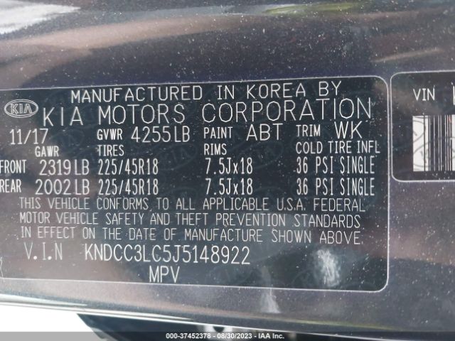 KNDCC3LC5J5148922 KIA NIRO EX