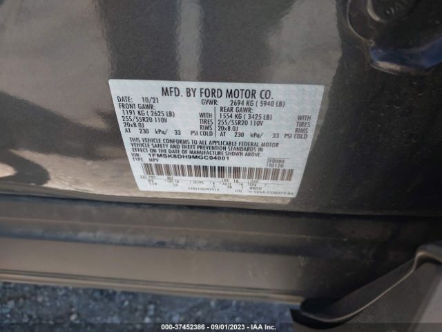 1FMSK8DH9MGC04001 Ford EXPLORER XLT