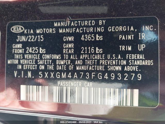 5XXGM4A73FG493279 KIA Optima Lx