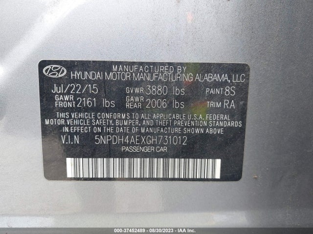 Hyundai ELANTRA SE 2016 5NPDH4AEXGH731012 Image 16