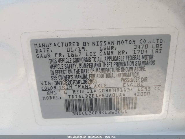 Nissan Versa Note Sv 2019 3N1CE2CP3KL362061 Image 9