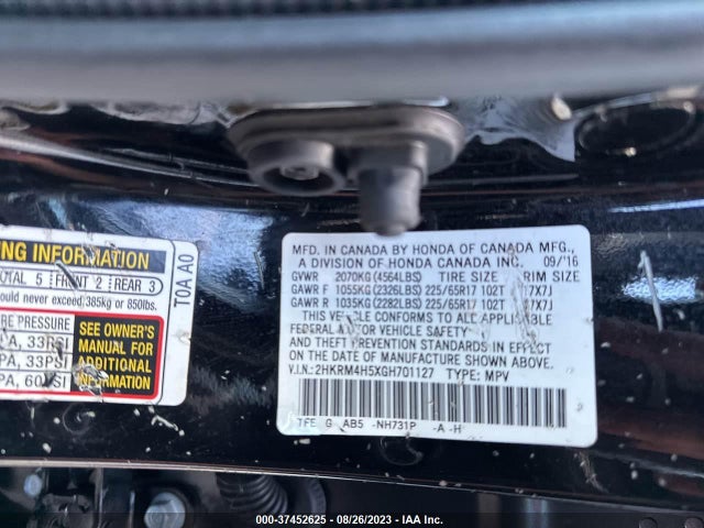 Honda CR-V EX 2016 2HKRM4H5XGH701127 Image 9