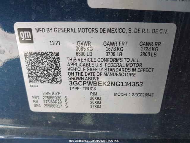 Chevrolet Silverado 1500 Ltd Custom 2022 3GCPWBEK2NG134353 Image 9