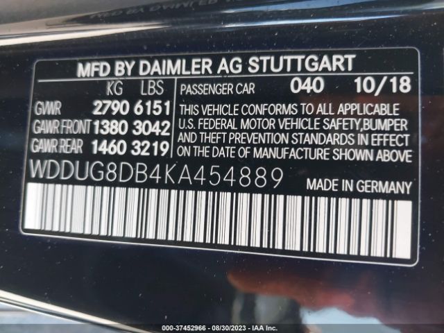 WDDUG8DB4KA454889 Mercedes-Benz S-class S 560