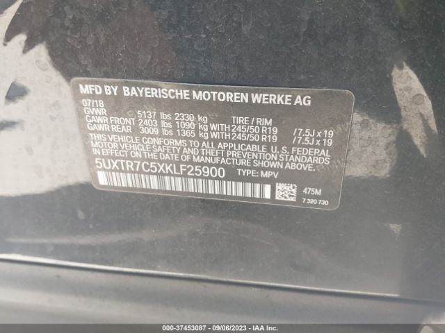 5UXTR7C5XKLF25900 BMW X3 Sdrive30i