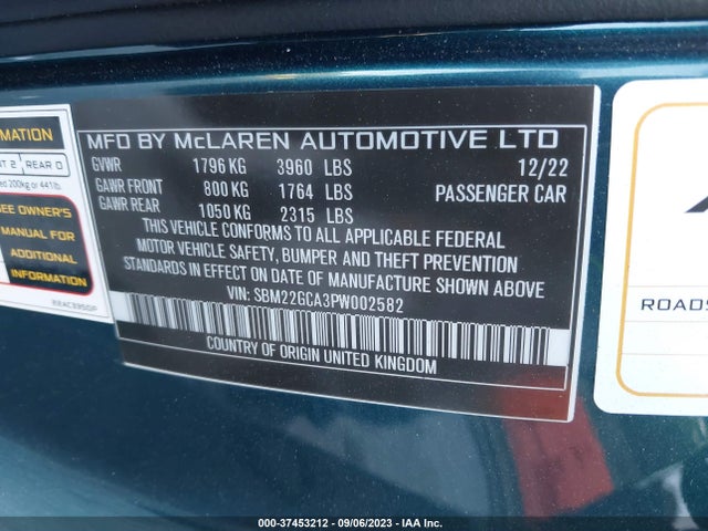 2023 McLaren GT, VIN: SBM22GCA3PW002582