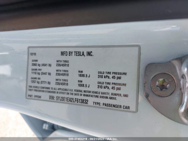 5YJ3E1EA2LF613832 Tesla Model 3 Standard Range