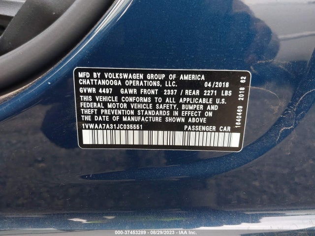 1VWAA7A31JC035551 Volkswagen Passat 2.0t S/r-line