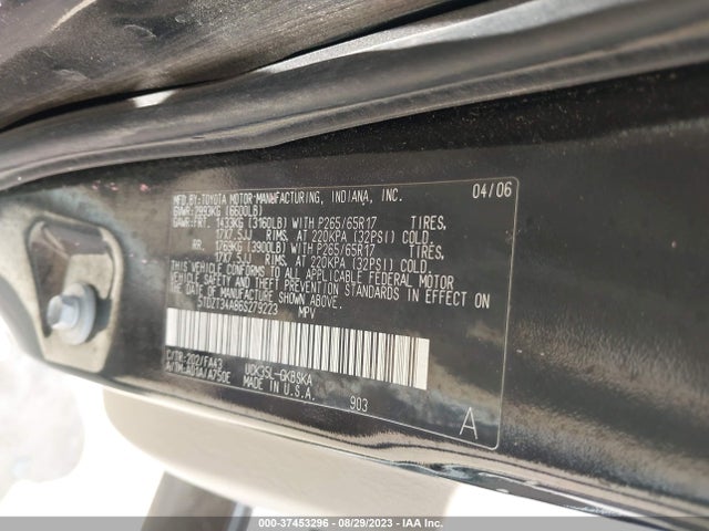 2006 TOYOTA SEQUOIA SR5 VIN: 5TDZT34A86S279223