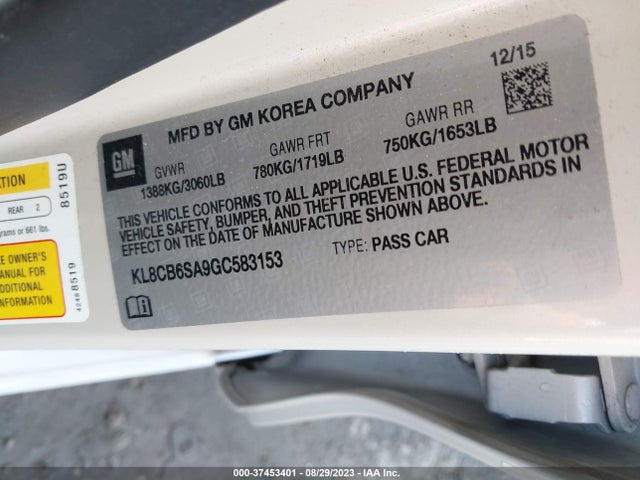 Chevrolet SPARK LS 2016 KL8CB6SA9GC583153 Image 9