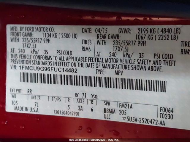 1FMCU9G96FUC14482 Ford ESCAPE SE