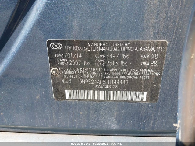 Hyundai Sonata 2.4l Se 2015 5NPE24AF8FH144448 Image 9