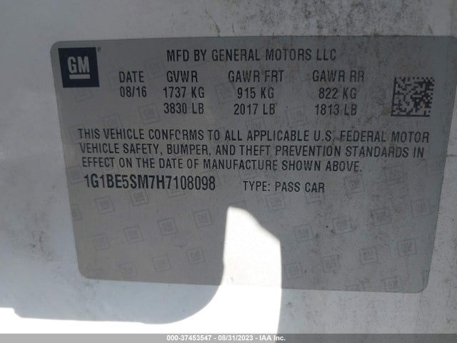 Chevrolet CRUZE LT 2017 1G1BE5SM7H7108098 Image 9