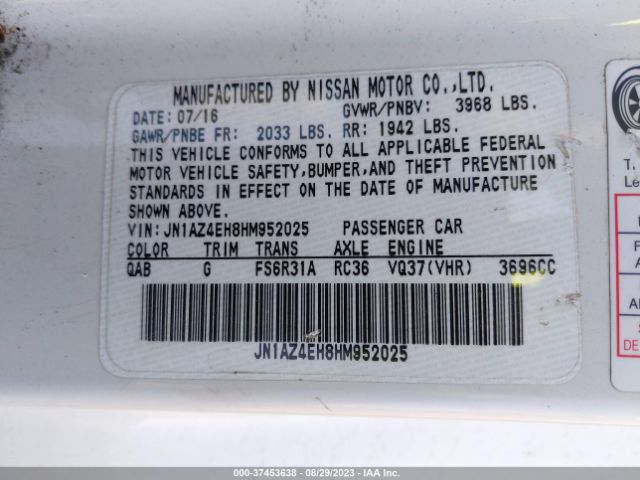 JN1AZ4EH8HM952025 Nissan 370Z