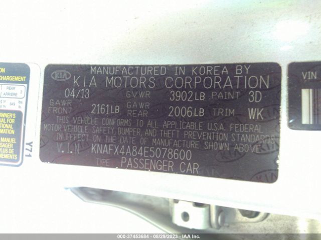 KNAFX4A84E5078600 KIA FORTE EX