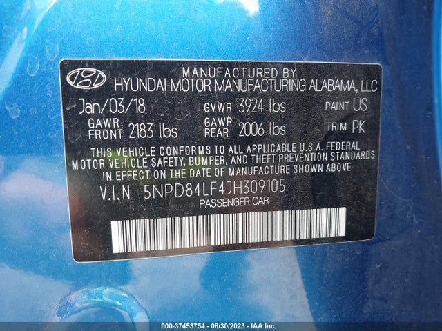 Hyundai ELANTRA SEL 2018 5NPD84LF4JH309105 Image 15