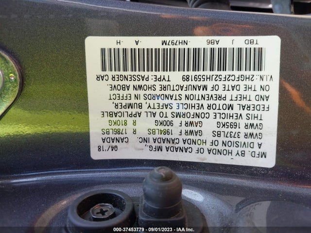 Honda Civic Sedan Lx 2018 2HGFC2F52JH559189 Image 9
