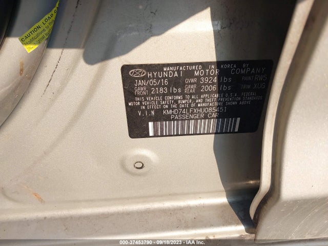 Hyundai ELANTRA SE 2017 KMHD74LFXHU085451 Image 9