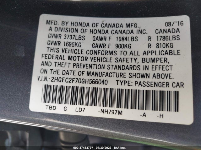 Honda Civic Sedan Ex 2016 2HGFC2F70GH566040 Image 9