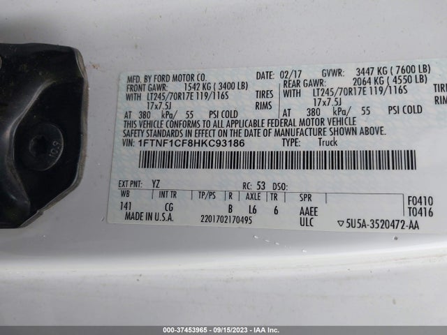 1FTNF1CF8HKC93186 Ford F-150 Xl/xlt