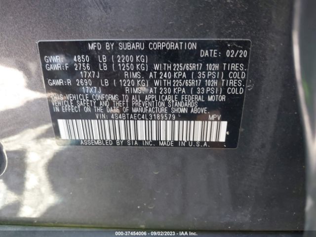 4S4BTAEC4L3189579 Subaru Outback Premium
