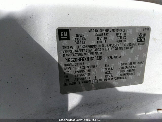 Chevrolet Express 3500 Work Van 2017 1GCZGHFGXH1316338 Image 9