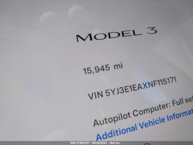 5YJ3E1EAXNF115171 Tesla MODEL 3