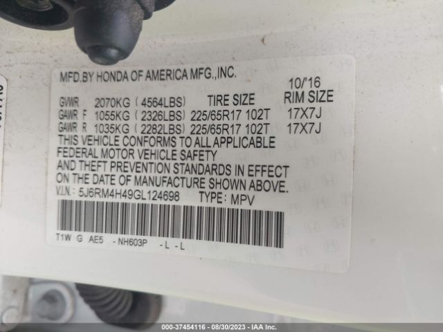 5J6RM4H49GL124698 Honda CR-V SE