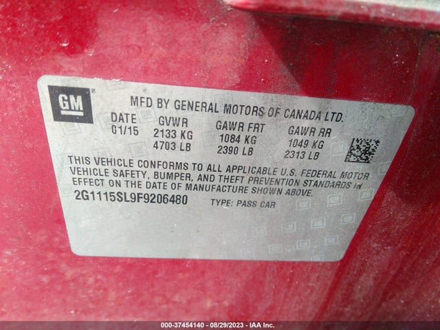 Chevrolet IMPALA LT 2015 2G1115SL9F9206480 Image 9