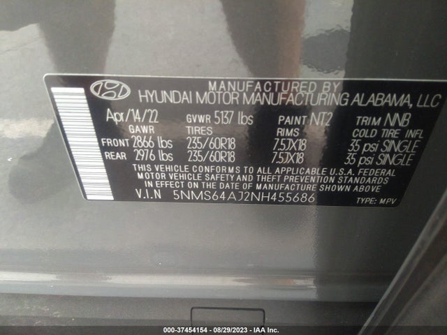 Hyundai Santa Fe Xrt 2022 5NMS64AJ2NH455686 Image 9
