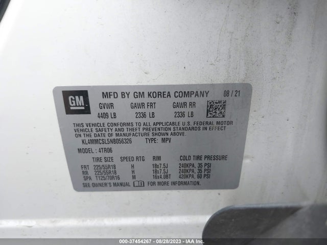 2022 BUICK ENCORE GX PREFERRED VIN: KL4MMCSL5NB056326