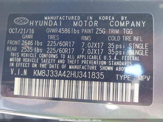 Hyundai TUCSON SE 2017 KM8J33A42HU341835 Image 9