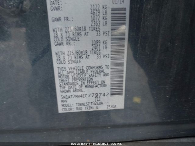 5N1AT2MV4EC779742 Nissan Rogue Sl