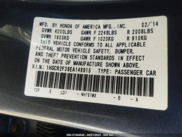 1HGCR2F39EA149915 Honda Accord Sedan Lx