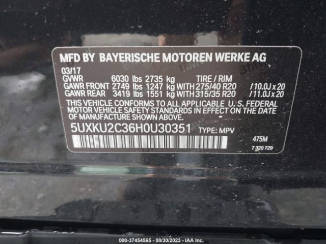5UXKU2C36H0U30351 BMW X6 Xdrive35i