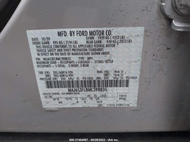 MAJ6S3FL8MC398835 Ford ECOSPORT S